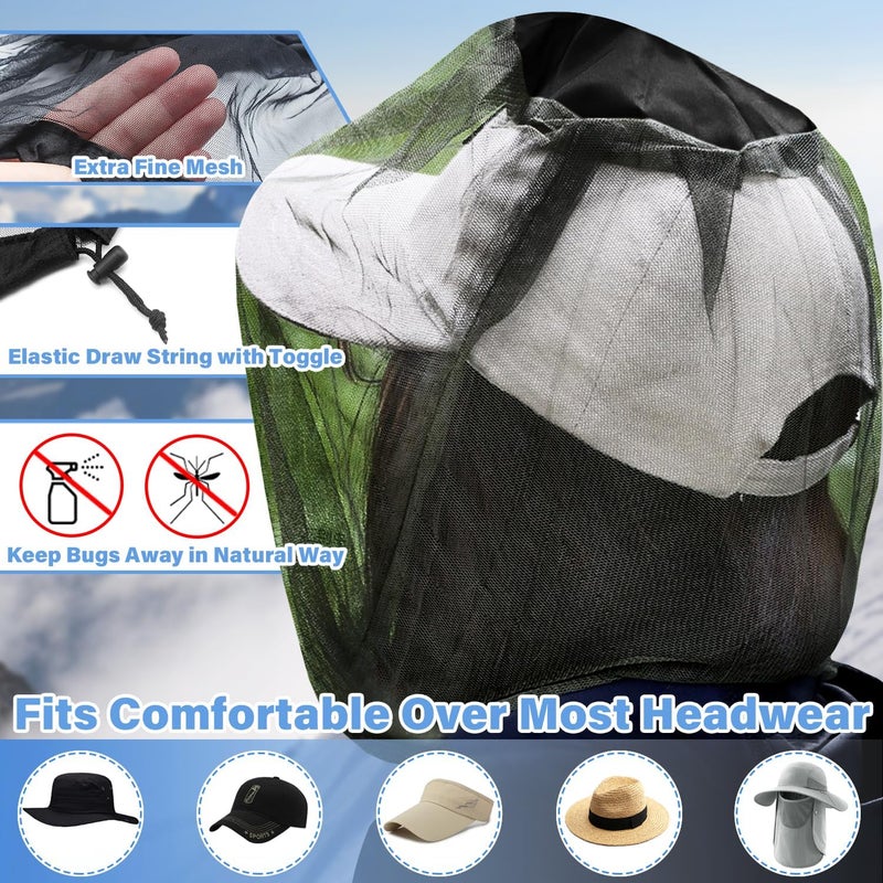 Benvo Mosquito Head Net Mesh One Piece Face Neck Fly Netting Cover from Bugs Gnats Noseeums Hat-Compatible Insect Shield for Fishing, Camping, Gardening (2pcs, Black, Upgraded Big Net) - Image 3
